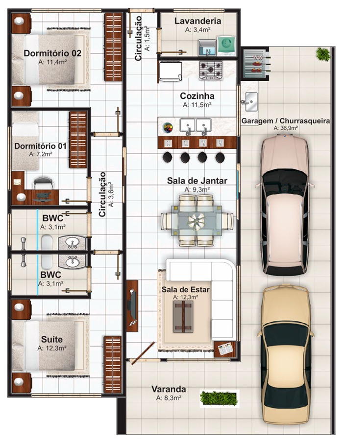 12-modelos-plantas-de-casas-com-3-quartos