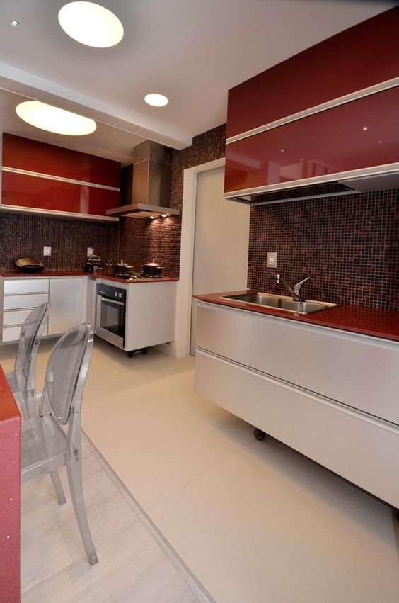 cozinhas vermelhas modernas