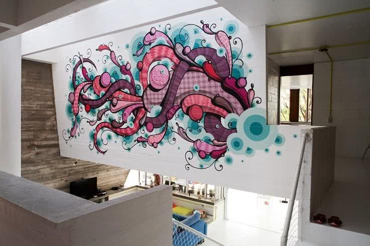 ambientes decorados com grafite na parede