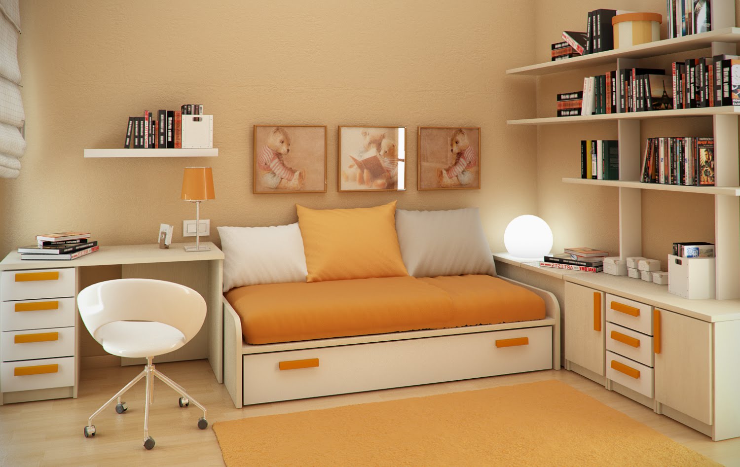quarto-pequeno-decorado-laranja