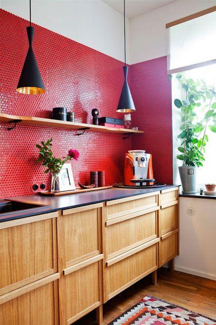 cozinhas vermelhas simples