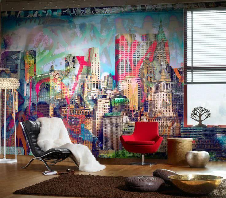 ambientes decorados com grafite na parede fotos