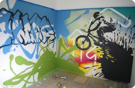 Ambientes decorados com Grafites na parede