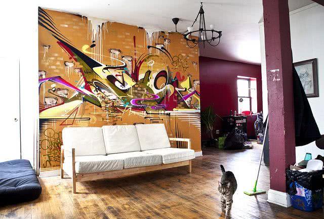 Ambientes decorados com Grafites na parede